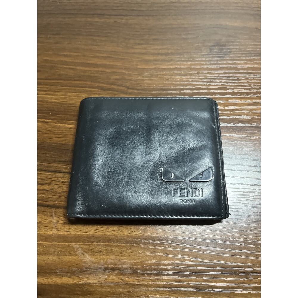 RARE Fendi Monster Eye Mens Wallet Black Leather